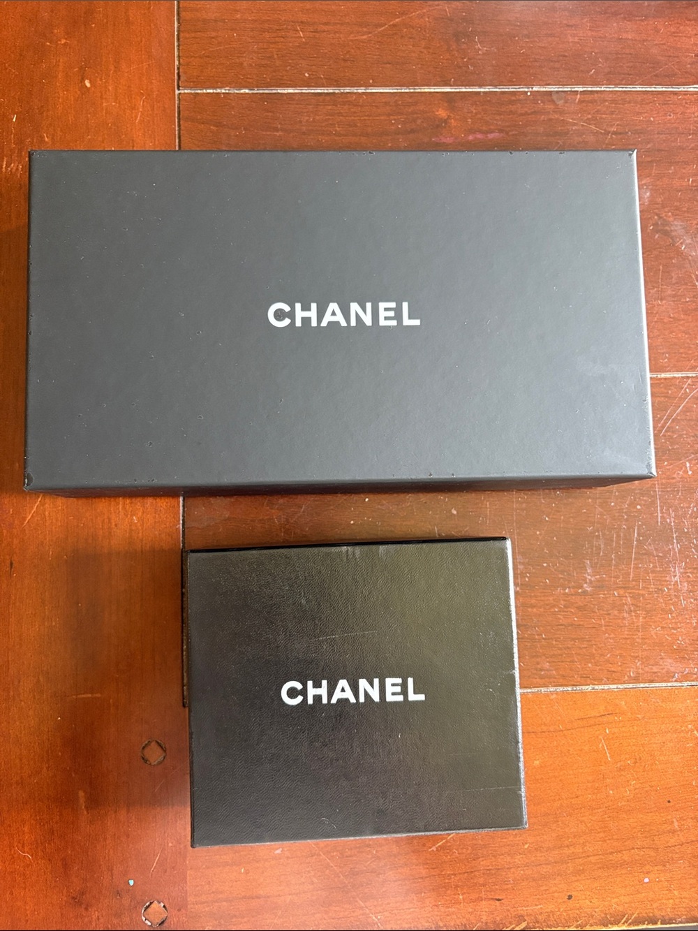 2 CHANEL luxury Black long wallet box and compact wallet box